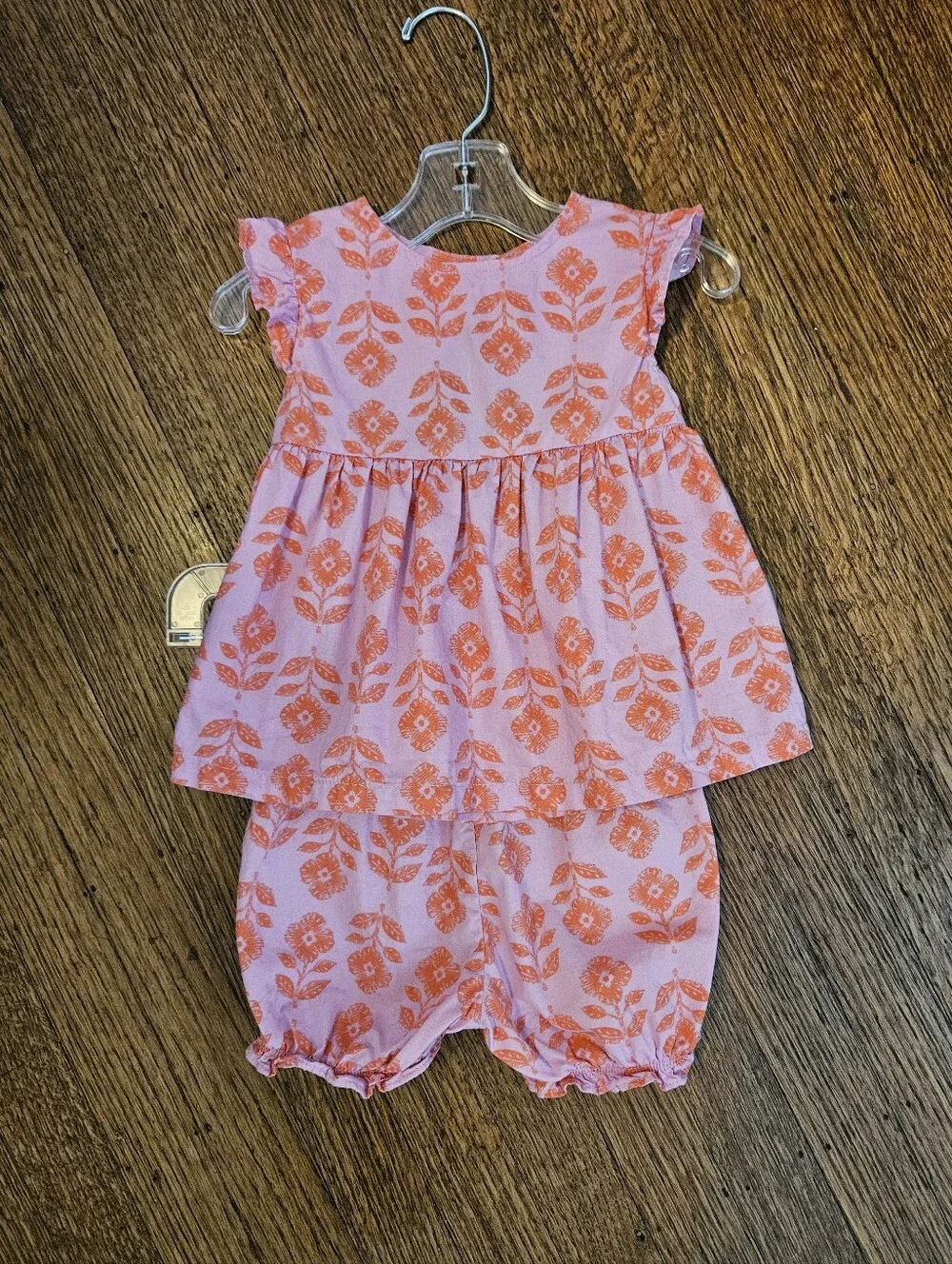 Carter’s 2pc Summer Bundle – Floral Bow Set + Orange Sleeveless Outfit (24M) - Picture 2 of 7